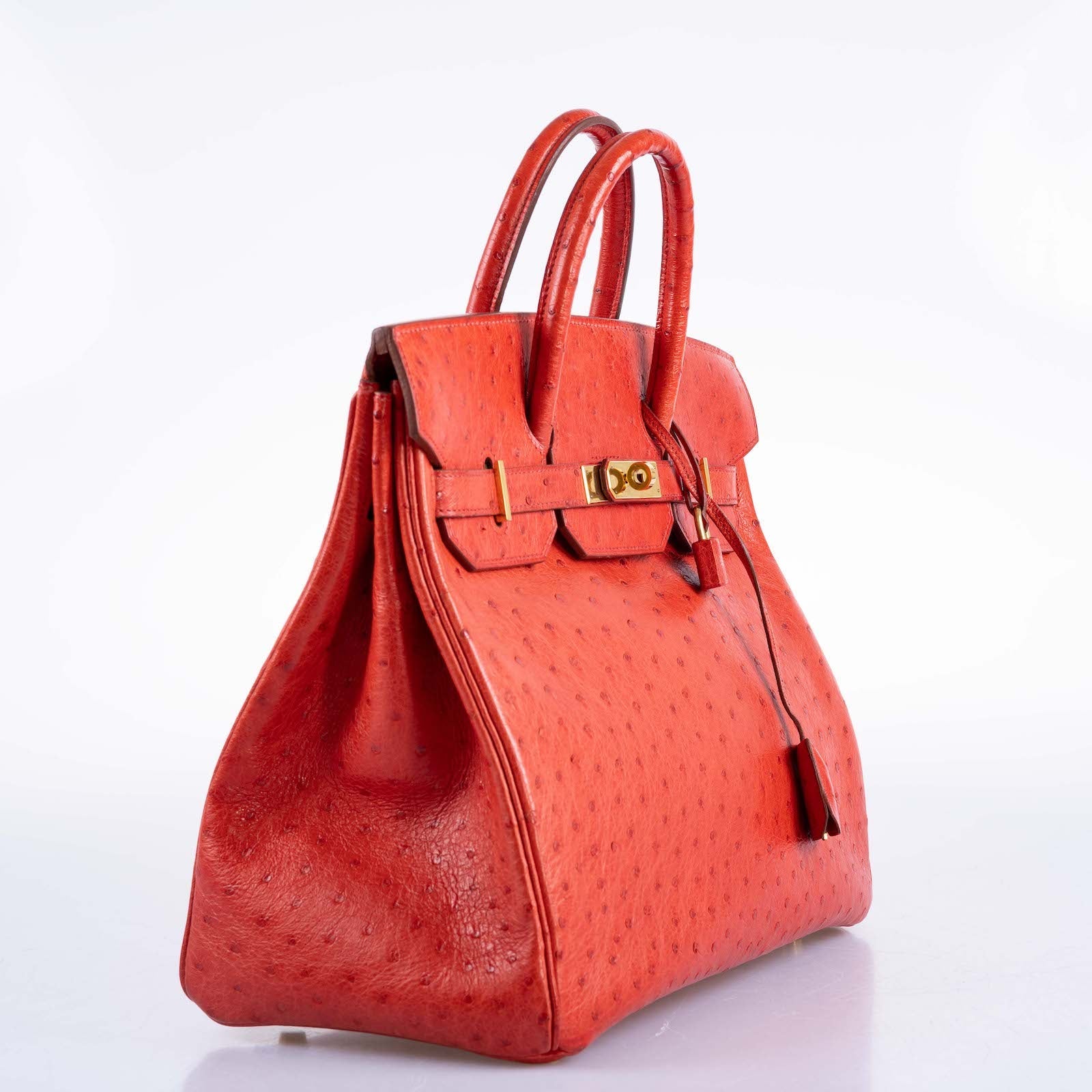 Hermès HAC Birkin 32 Rouge Vif Ostrich Gold Hardware 3 Hermès HAC Birkin 32 Rouge Vif Ostrich Gold Hardware - Image 3
