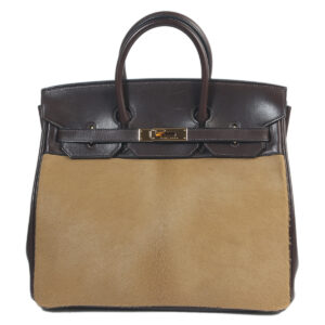 HERMÈS HAC 32 Bag: Ebene Evercalf & Gold Hardware