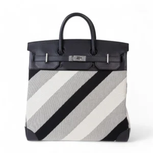 HERMÈS Haut à Courroies HAC 40 Black (89) Canvas Evercolor Palladium hardware Y (2020)
