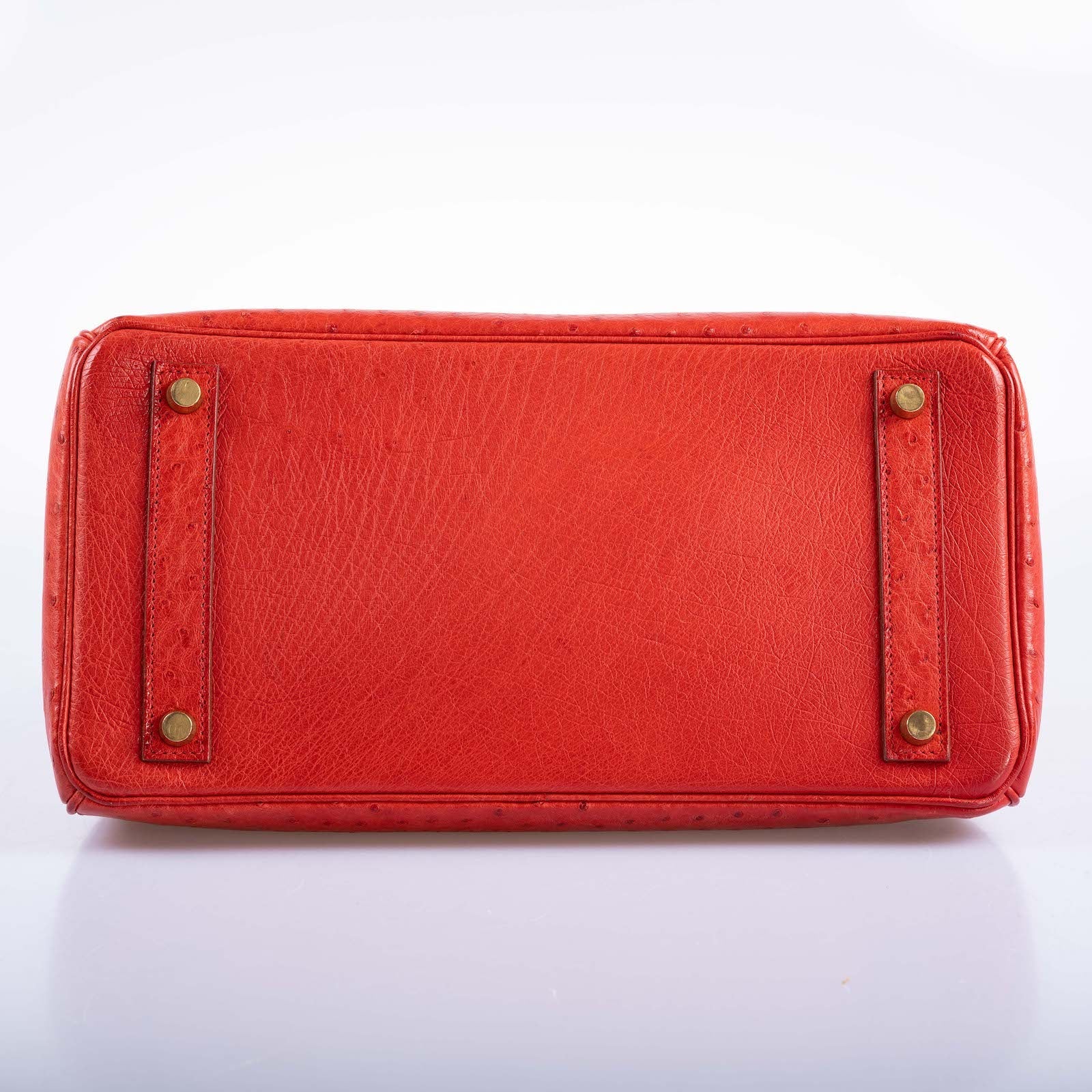 Hermès HAC Birkin 32 Rouge Vif Ostrich Gold Hardware 4 Hermès HAC Birkin 32 Rouge Vif Ostrich Gold Hardware - Image 4