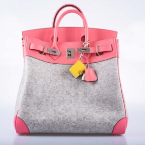 Hermes-Birkin-40-HAC-Rose-Azalee-Evercolor-leather-and-Gris-Clair-Wool-Toudou-Palladium-Hardware