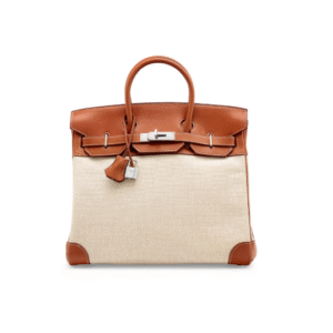 A BARÉNIA LEATHER & TOILE HAC BIRKIN 32 WITH PALLADIUM HARDWARE