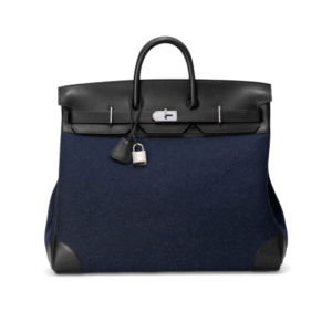 A BLACK EVERCALF LEATHER & BLEU NUIT FEUTRE HAC BIRKIN 50 WITH PALLADIUM HARDWARE