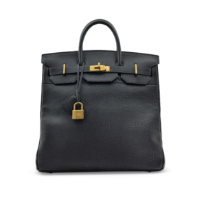 A BLACK FJORD LEATHER HAC BIRKIN 40 WITH GOLD HARDWARE