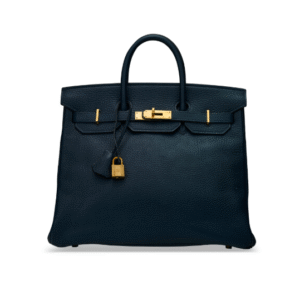 A BLEU MARINE ARDENNES LEATHER HAC BIRKIN 32 WITH GOLD HARDWARE