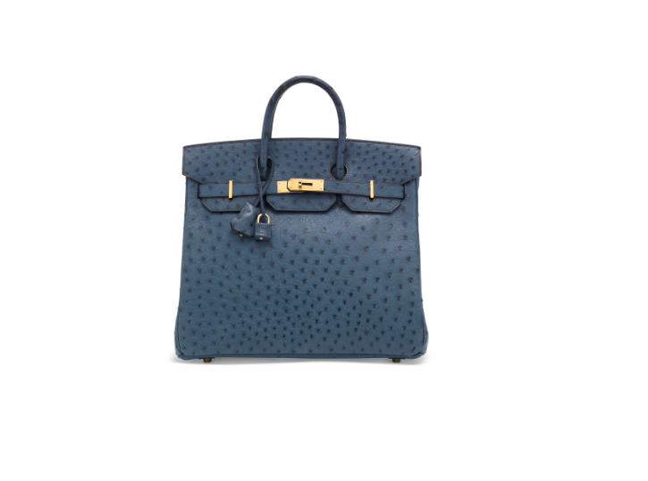 A BLEU ROI OSTRICH HAC BIRKIN 32 WITH GOLD HARDWARE 1 A BLEU ROI OSTRICH HAC BIRKIN 32 WITH GOLD HARDWARE