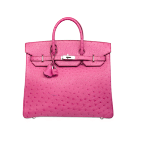 A FUCHSIA OSTRICH HAC BIRKIN 32 WITH PALLADIUM HARDWARE