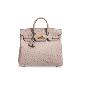 A GRIS TOURTERELLE OSTRICH HAC BIRKIN 32 WITH GOLD HARDWARE
