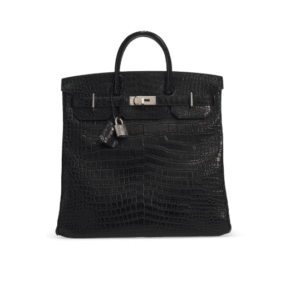 A MATTE BLACK POROSUS CROCODILE HAC BIRKIN 40 WITH BRUSHED PALLADIUM HARDWARE