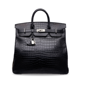 A MATTE BLACK POROSUS CROCODILE HAC BIRKIN 40 WITH PALLADIUM HARDWARE