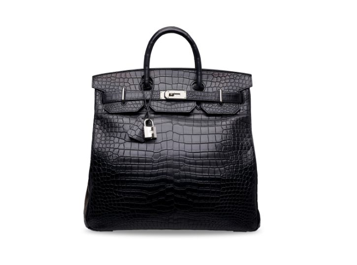 A MATTE BLACK POROSUS CROCODILE HAC BIRKIN 40 WITH PALLADIUM HARDWARE