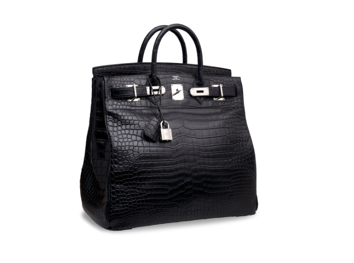A MATTE BLACK POROSUS CROCODILE HAC BIRKIN 40 WITH PALLADIUM HARDWARE