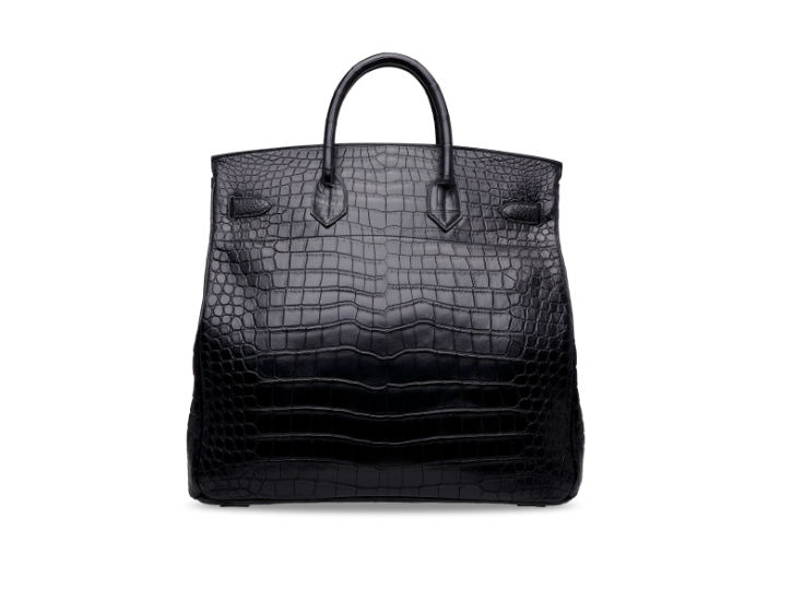 A MATTE BLACK POROSUS CROCODILE HAC BIRKIN 40 WITH PALLADIUM HARDWARE