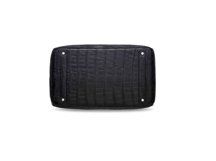 A MATTE BLACK POROSUS CROCODILE HAC BIRKIN 40 WITH PALLADIUM HARDWARE