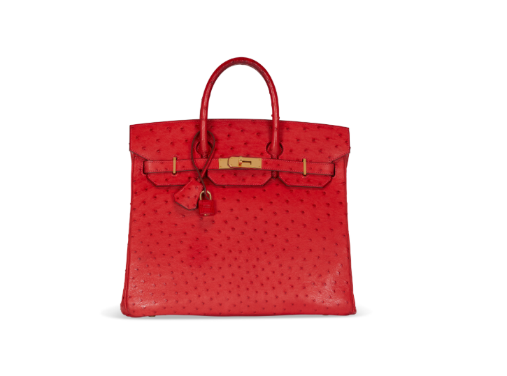A ROUGE VIF OSTRICH HAC BIRKIN 32 WITH GOLD HARDWARE 1 A ROUGE VIF OSTRICH HAC BIRKIN 32 WITH GOLD HARDWARE