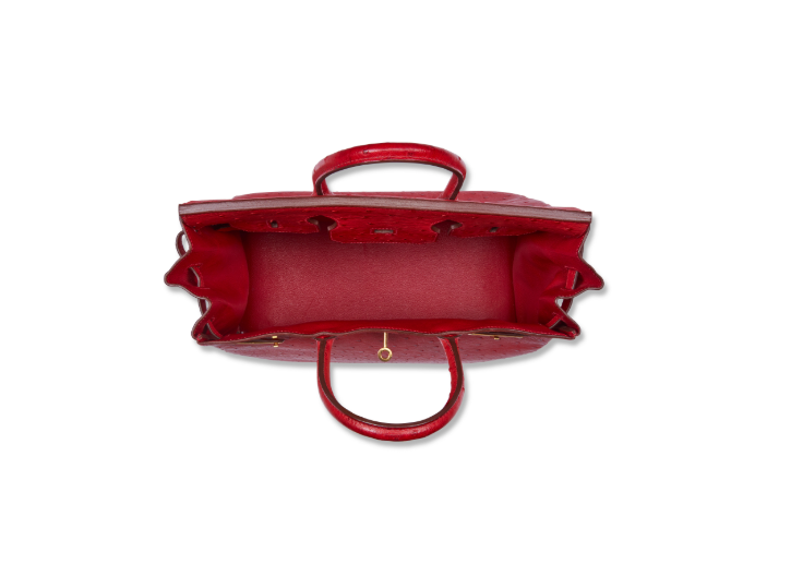 A ROUGE VIF OSTRICH HAC BIRKIN 32 WITH GOLD HARDWARE 5 A ROUGE VIF OSTRICH HAC BIRKIN 32 WITH GOLD HARDWARE - Image 5