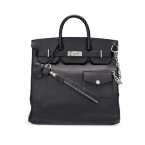 A RUNWAY BLACK VOLUPTO LEATHER ROCK HAC BIRKIN 40 WITH PALLADIUM HARDWARE