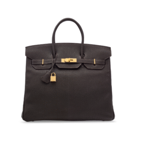 AN ÉBÈNE CHÈVRE LEATHER HAC BIRKIN 35 WITH GOLD HARDWARE