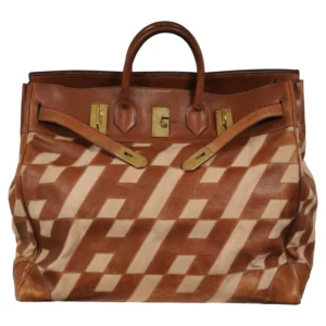 Hermes 1980's Haut à Courroies Hac 50 Birkin Tan Brown Ligne Ulysse Toile (1)