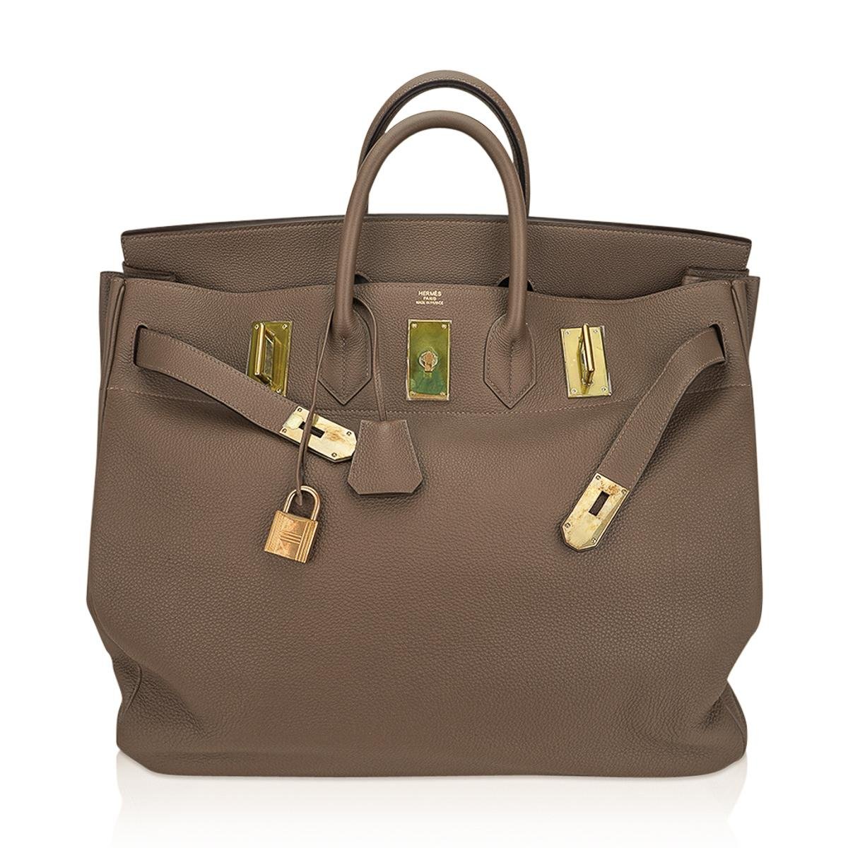 Hermes HAC 50 Birkin Bag Etoupe Togo Leather Brass Hardware 2 Hermes HAC 50 Birkin Bag Etoupe Togo Leather Brass Hardware - Image 2