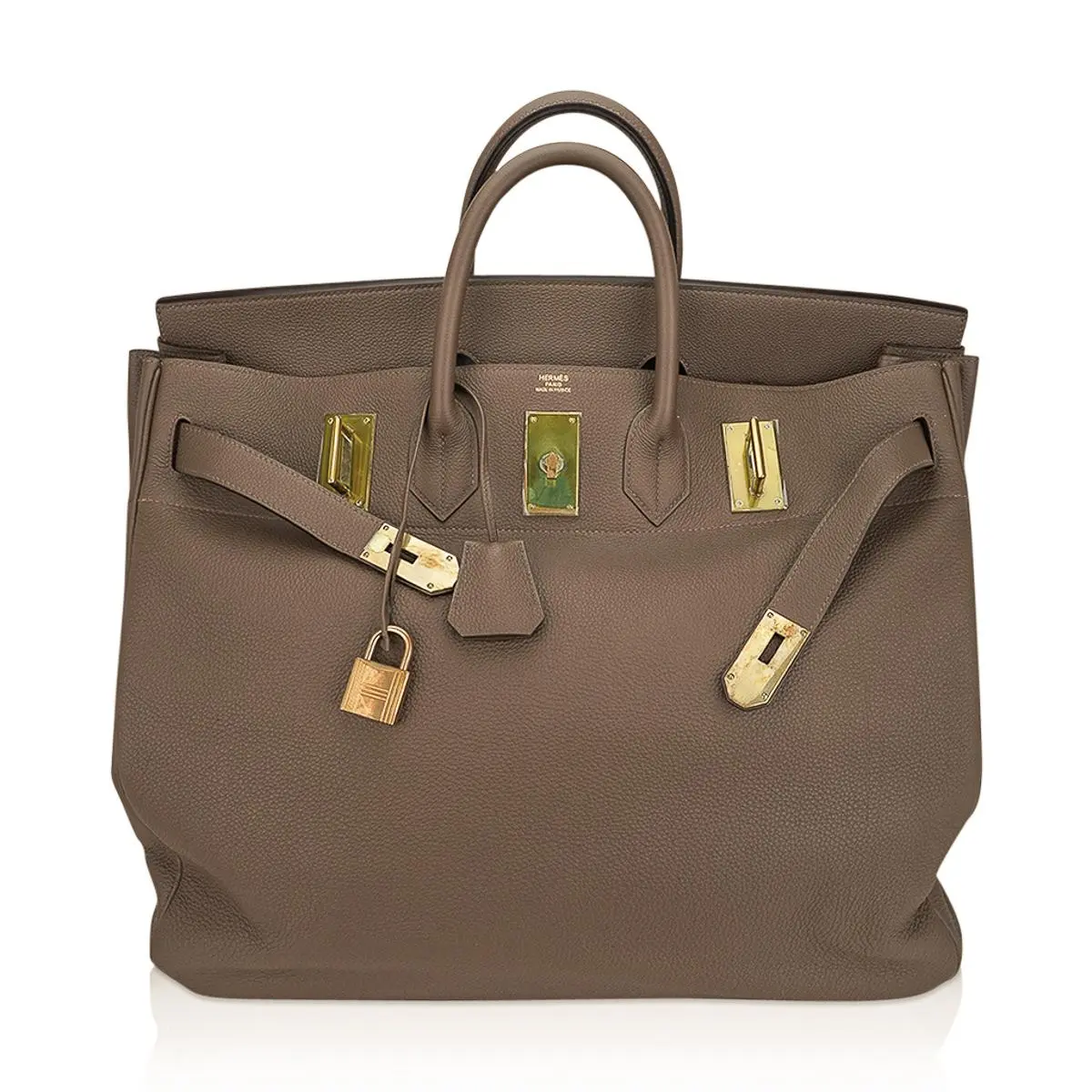 Hermes HAC 50 Birkin Bag Etoupe Togo Leather Brass Hardware 2 Hermes HAC 50 Birkin Bag Etoupe Togo Leather Brass Hardware - Image 2