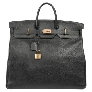 Hermes Hac 50 Vintage Birkin Bag Black Fjord Leather Brass Hardware (2)
