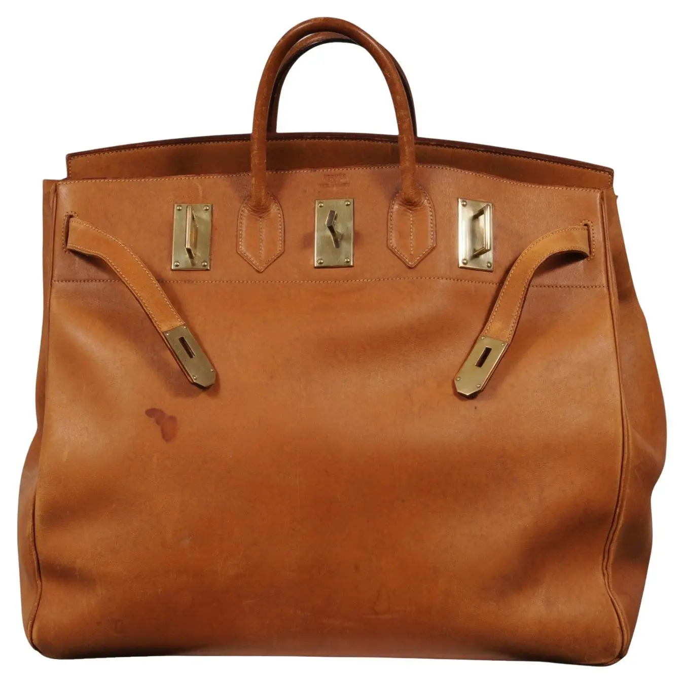 Hermes Vintage Haut à Courroies Hac 50 Birkin Natural Tan Brass Hardware Travel - Image 2