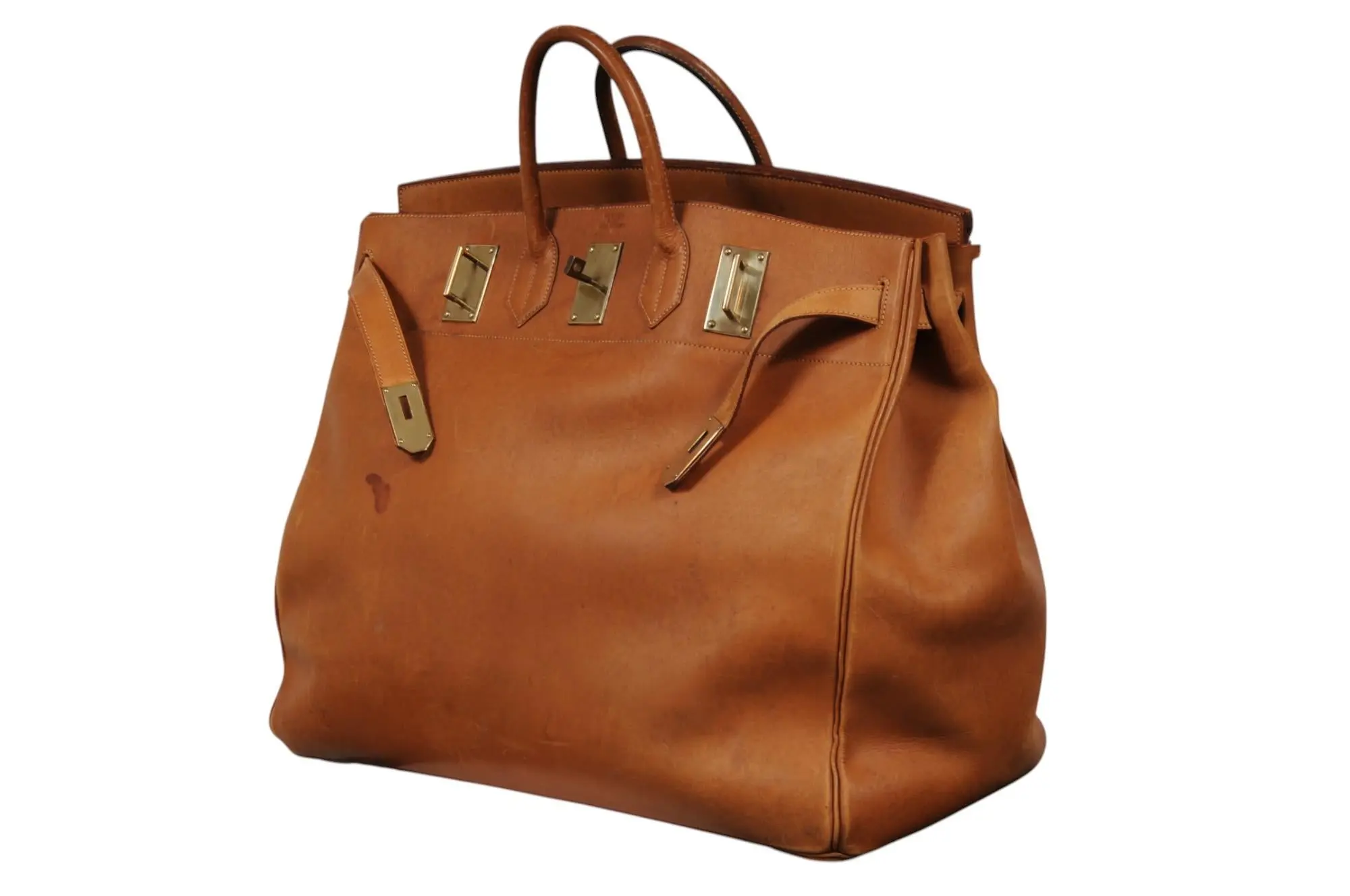 Hermes Vintage Haut à Courroies Hac 50 Birkin Natural Tan Brass Hardware Travel - Image 3