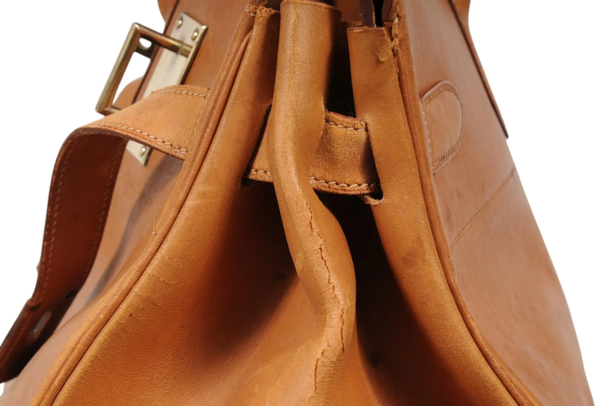 Hermes Vintage Haut à Courroies Hac 50 Birkin Natural Tan Brass Hardware Travel - Image 5