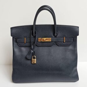 Vintage 1995 Hermes Birkin HAC 32 Lisse Leather Blue Sapphire Bag (1)