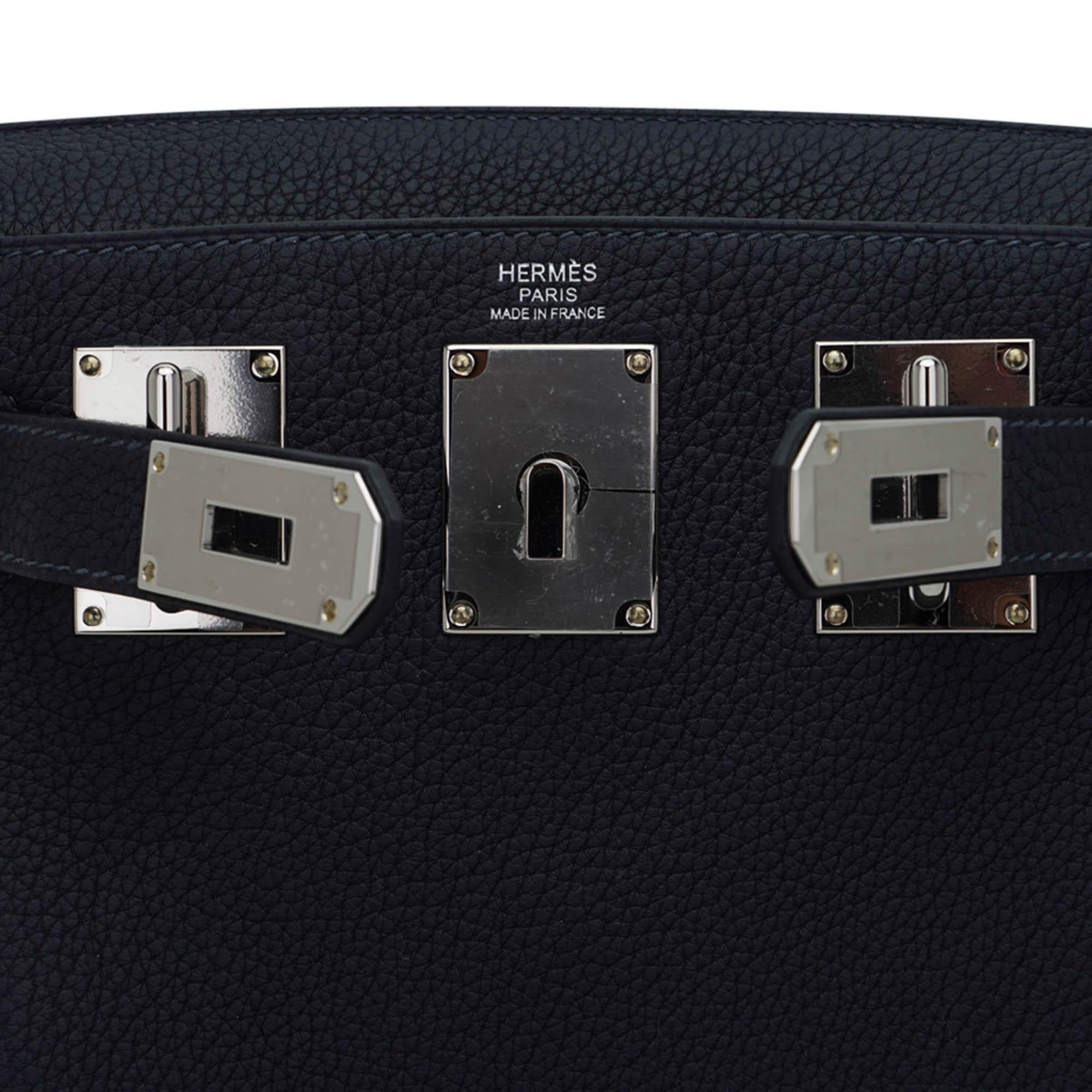 Hermes Hac a Dos PM Backpack Caban Tricolor Togo Leather with Palladium Hardware - Image 11