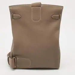 Hermès Etoupe Togo Leather Palladium Finish HAC À Dos GM Backpack - Image 3