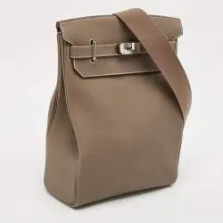 Hermès Etoupe Togo Leather Palladium Finish HAC À Dos GM Backpack - Image 4
