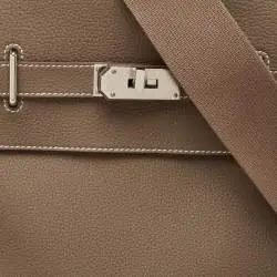 Hermès Etoupe Togo Leather Palladium Finish HAC À Dos GM Backpack - Image 5