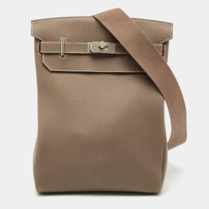 Hermès Etoupe Togo Leather Palladium Finish Hac A Dos GM Backpack