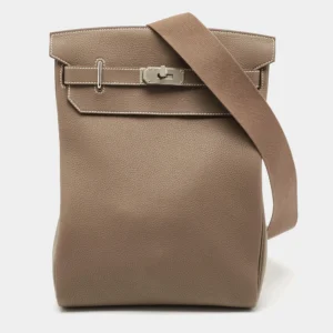 Hermès Etoupe Togo Leather Palladium Finish Hac A Dos GM Backpack