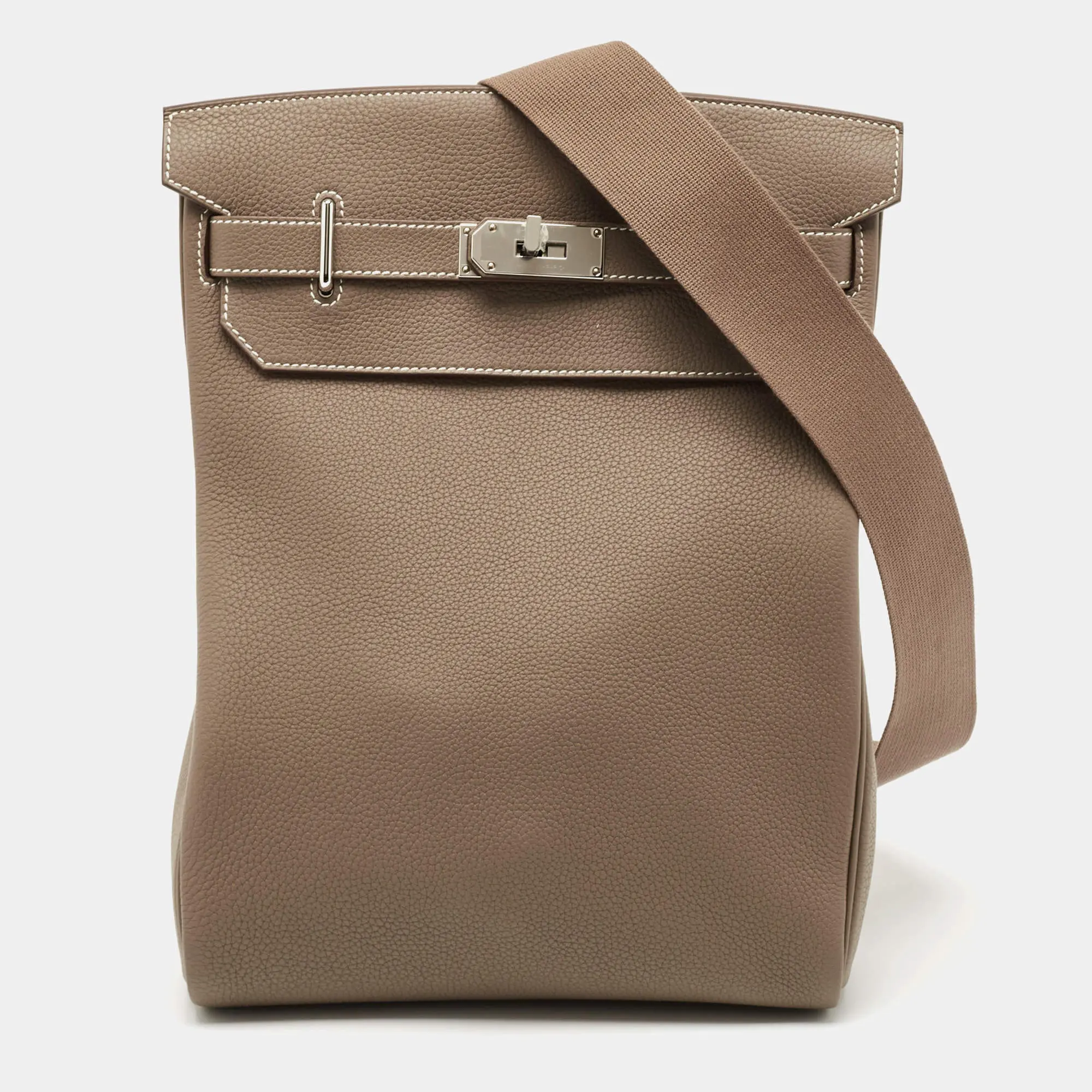 Hermès Etoupe Togo Leather Palladium Finish Hac A Dos GM Backpack